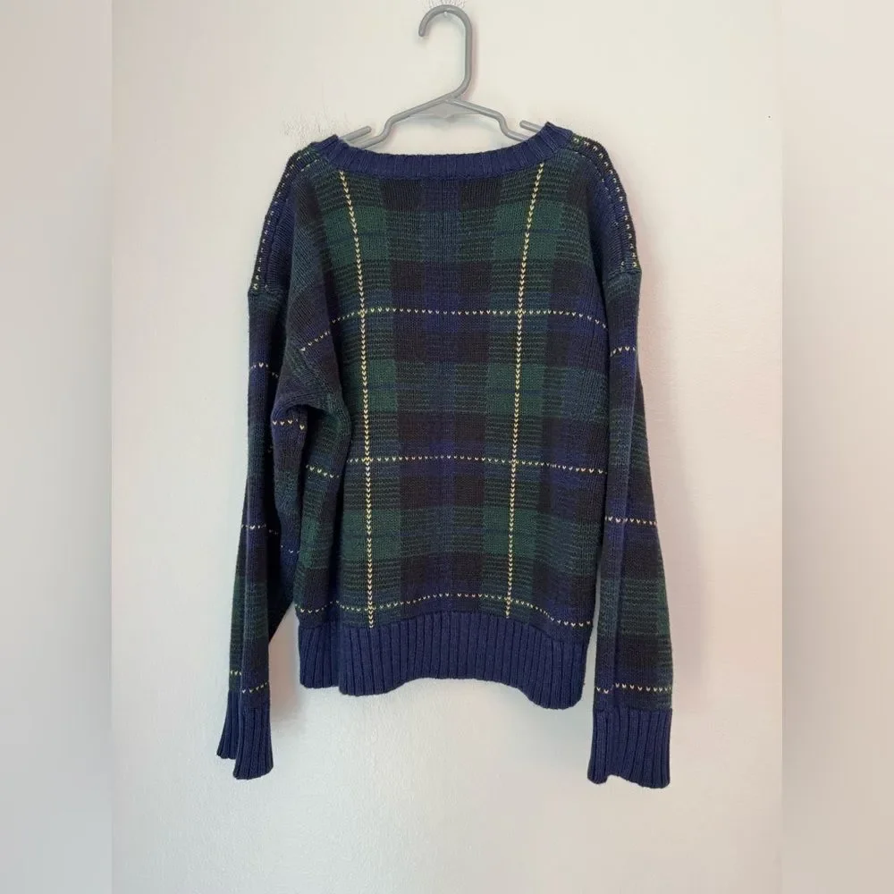 Kitestrings Boys Blue/Green Plaid Crewneck Sweater - Size 8/10